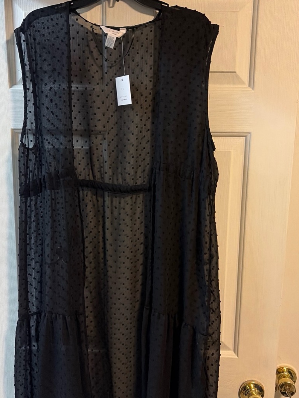 LC Lauren Conrad Black Sleeveless Swiss Dot Duster